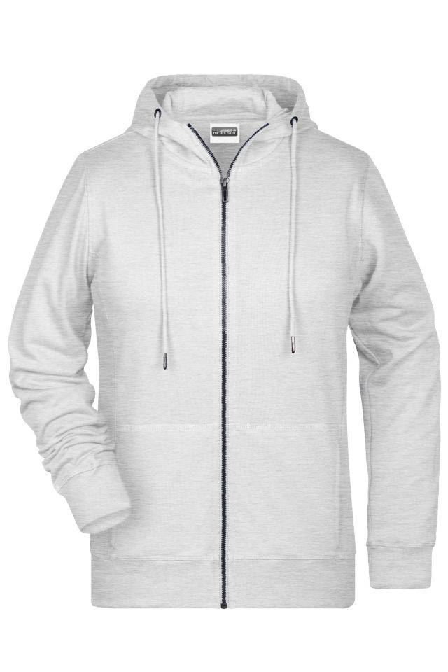Ladies' Zip Hoody Sweat-Jacke mit Kapuze und Reißverschluss grau, Gr. S