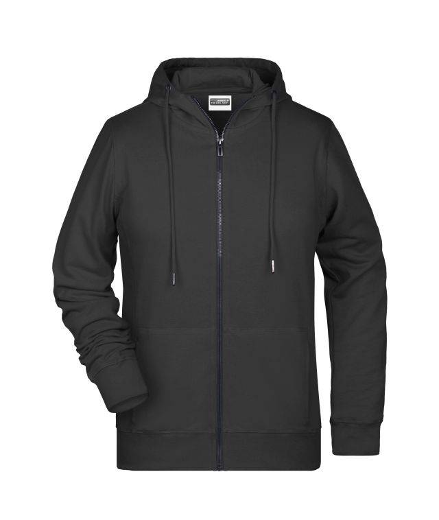Ladies' Zip Hoody Sweat-Jacke mit Kapuze und Reißverschluss schwarz, Gr. XL