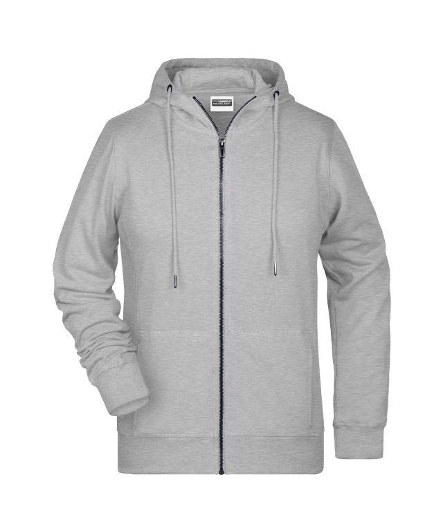 Ladies' Zip Hoody Sweat-Jacke mit Kapuze und Reißverschluss grau, Gr. L