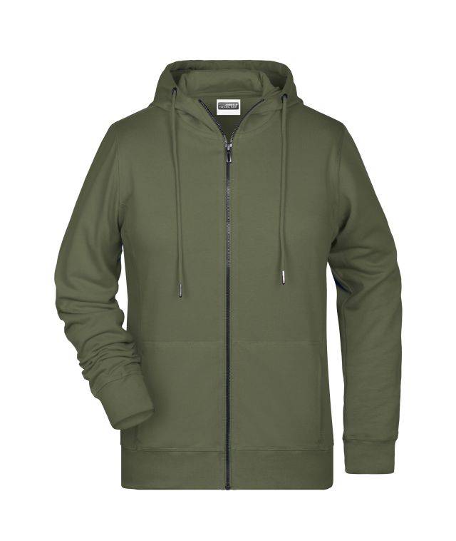 Ladies' Zip Hoody Sweat-Jacke mit Kapuze und Reißverschluss braun/grün/oliv, Gr. XXL