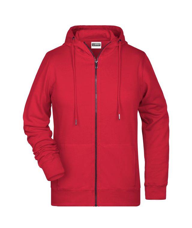 Ladies' Zip Hoody Sweat-Jacke mit Kapuze und Reißverschluss rot, Gr. S
