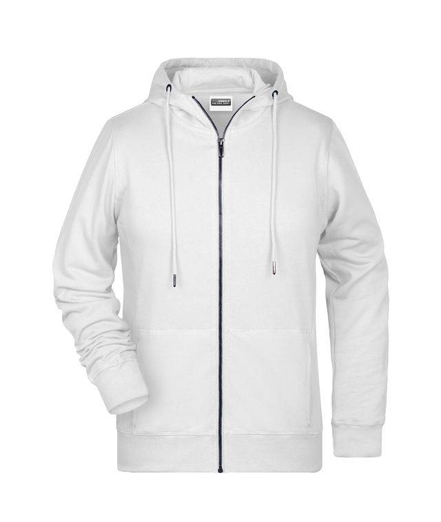 Ladies' Zip Hoody Sweat-Jacke mit Kapuze und Reißverschluss weiß, Gr. L