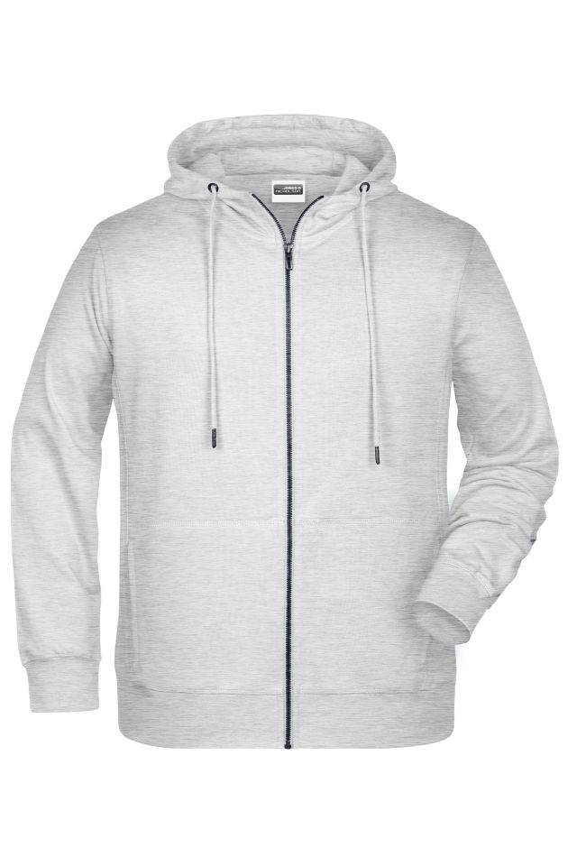 Men's Zip Hoody Sweat-Jacke mit Kapuze und Reißverschluss grau, Gr. 3XL