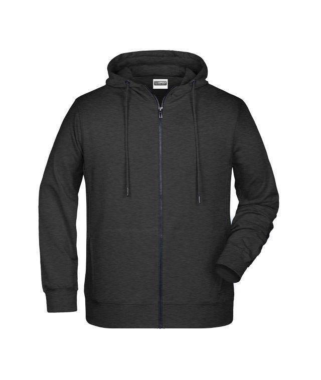 Men's Zip Hoody Sweat-Jacke mit Kapuze und Reißverschluss schwarz, Gr. 3XL