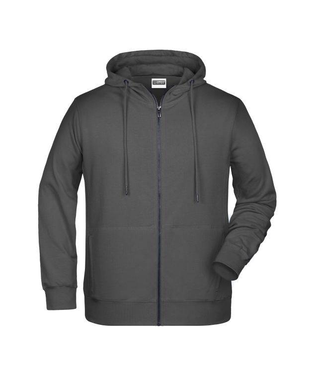 Men's Zip Hoody Sweat-Jacke mit Kapuze und Reißverschluss grau, Gr. XXL
