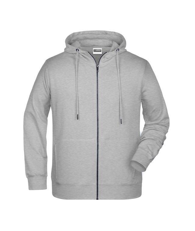 Men's Zip Hoody Sweat-Jacke mit Kapuze und Reißverschluss grau, Gr. 4XL