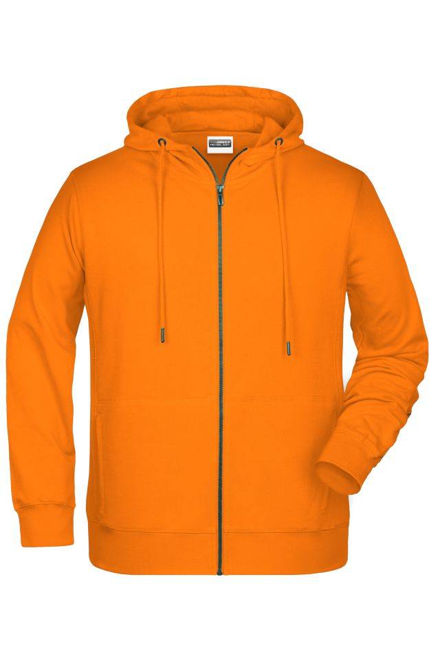 Men's Zip Hoody Sweat-Jacke mit Kapuze und Reißverschluss orange, Gr. L
