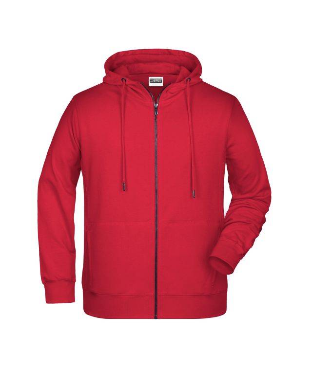 Men's Zip Hoody Sweat-Jacke mit Kapuze und Reißverschluss rot, Gr. 5XL