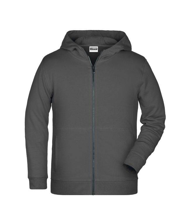 Children's Zip Hoody Sweat-Jacke mit Kapuze und Reißverschluss grau, Gr. M
