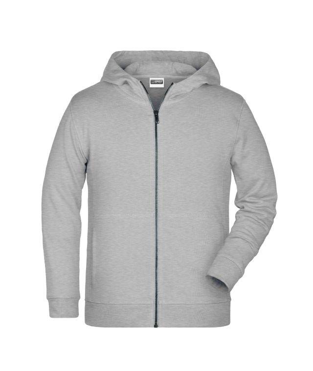 Children's Zip Hoody Sweat-Jacke mit Kapuze und Reißverschluss grau, Gr. S