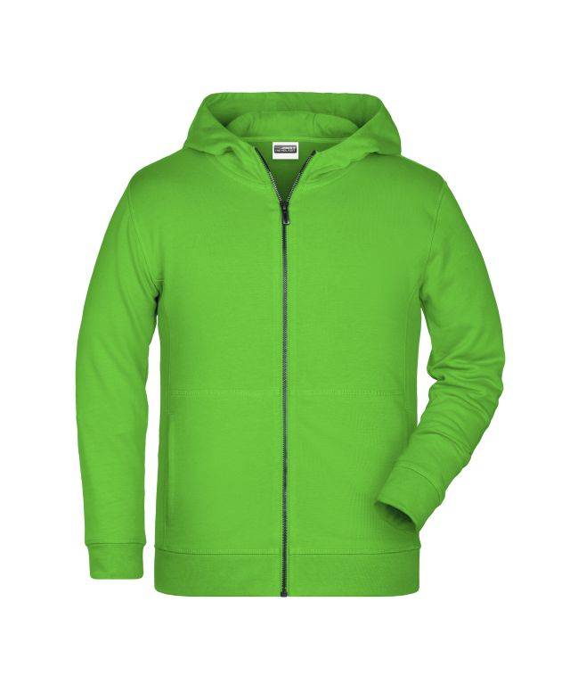 Children's Zip Hoody Sweat-Jacke mit Kapuze und Reißverschluss grün, Gr. S
