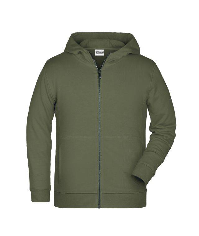 Children's Zip Hoody Sweat-Jacke mit Kapuze und Reißverschluss braun/grün/oliv, Gr. XXL