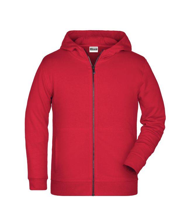 Children's Zip Hoody Sweat-Jacke mit Kapuze und Reißverschluss rot, Gr. S