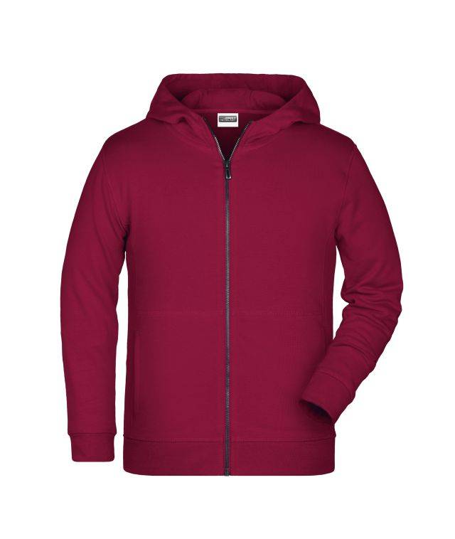 Children's Zip Hoody Sweat-Jacke mit Kapuze und Reißverschluss rot/weinrot, Gr. S