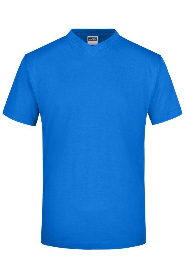 V-T Medium Komfort-V-Neck-T aus Single-Jersey blau, Gr. L