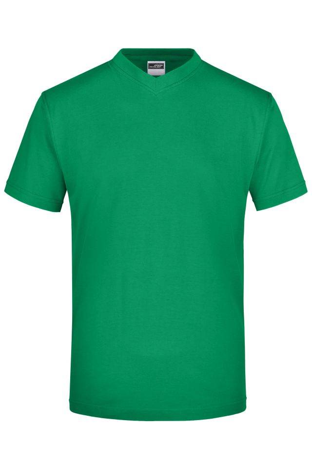 V-T Medium Komfort-V-Neck-T aus Single-Jersey grün, Gr. L