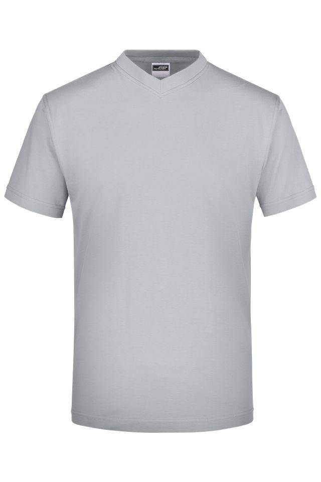 V-T Medium Komfort-V-Neck-T aus Single-Jersey grau, Gr. M
