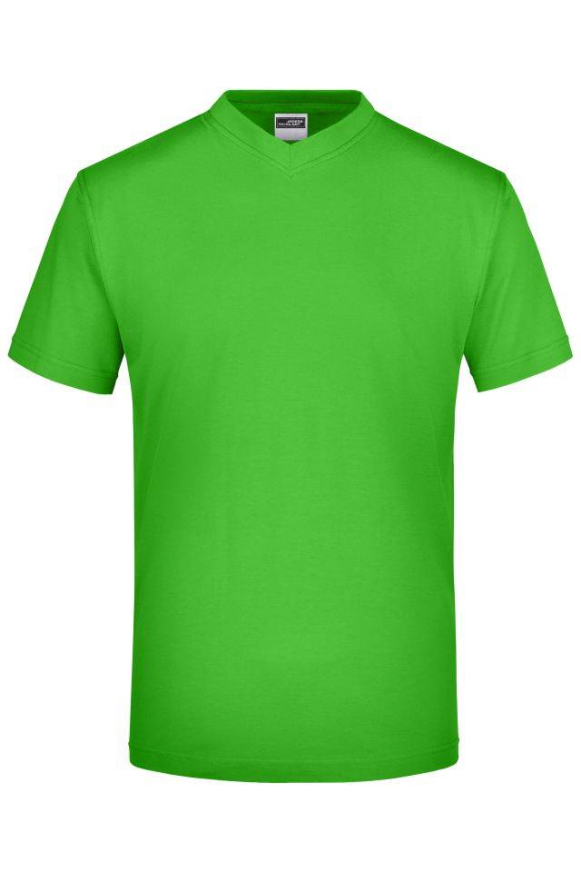V-T Medium Komfort-V-Neck-T aus Single-Jersey grün, Gr. M