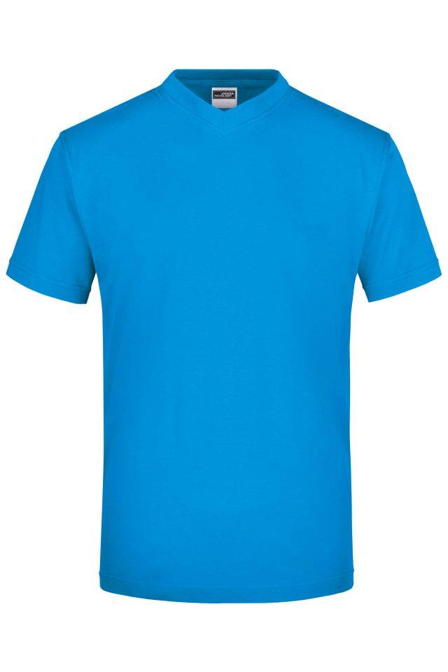 V-T Medium Komfort-V-Neck-T aus Single-Jersey blau, Gr. M