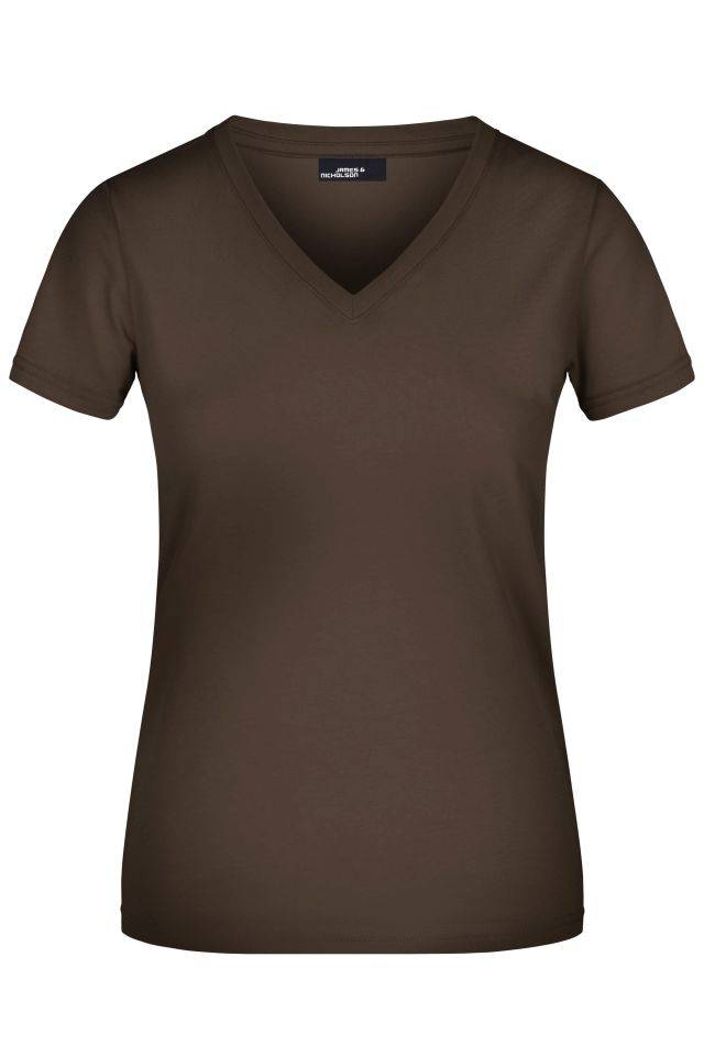 Ladies' V-T Tailliertes Damen T-Shirt braun, Gr. S