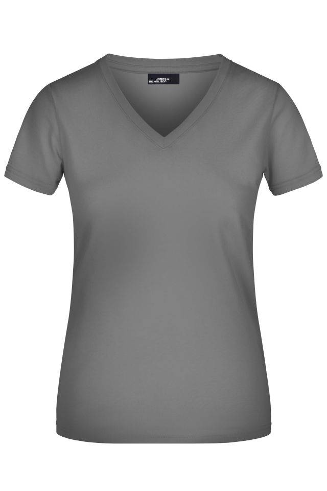 Ladies' V-T Tailliertes Damen T-Shirt grau, Gr. L