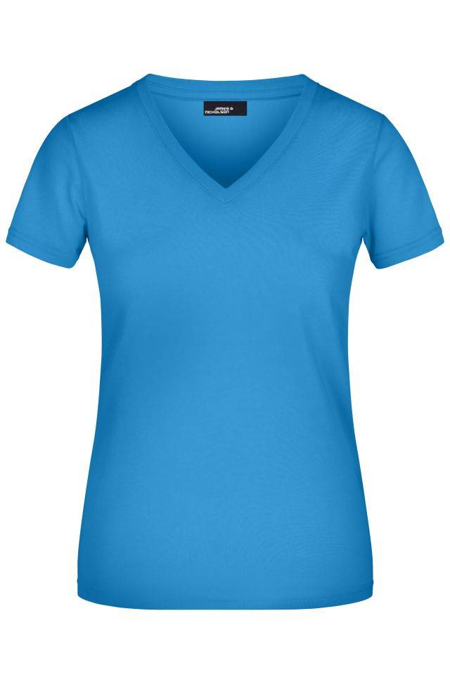 Ladies' V-T Tailliertes Damen T-Shirt blau, Gr. L