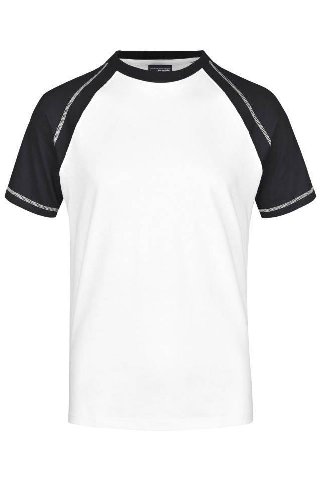 Men's Raglan-T T-Shirt in sportlicher, zweifarbiger Optik weiß/schwarz, Gr. 3XL