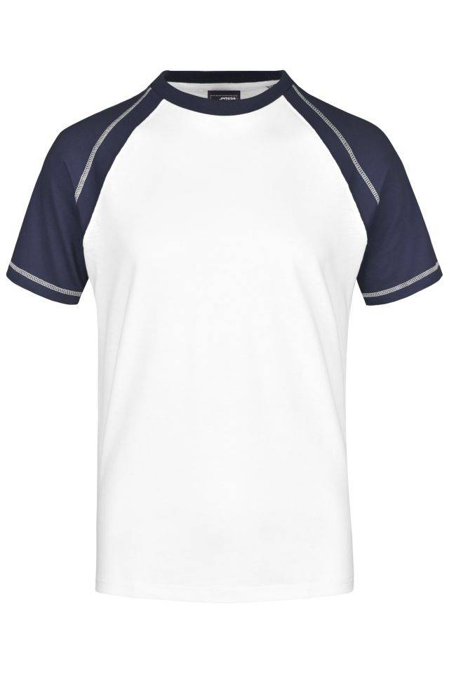 Men's Raglan-T T-Shirt in sportlicher, zweifarbiger Optik weiß/blau, Gr. XXL