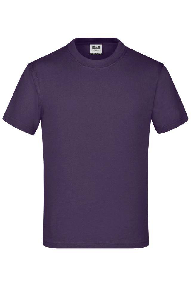 Junior Basic-T Kinder Komfort-T-Shirt aus hochwertigem Single-Jersey lila/braun, Gr. XXL
