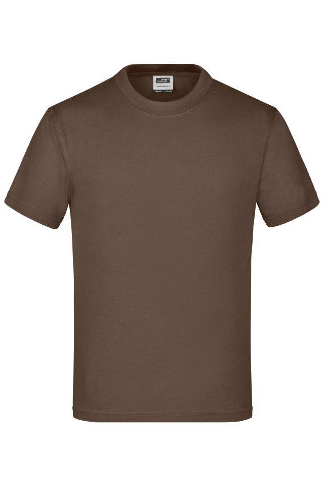 Junior Basic-T Kinder Komfort-T-Shirt aus hochwertigem Single-Jersey braun, Gr. XL