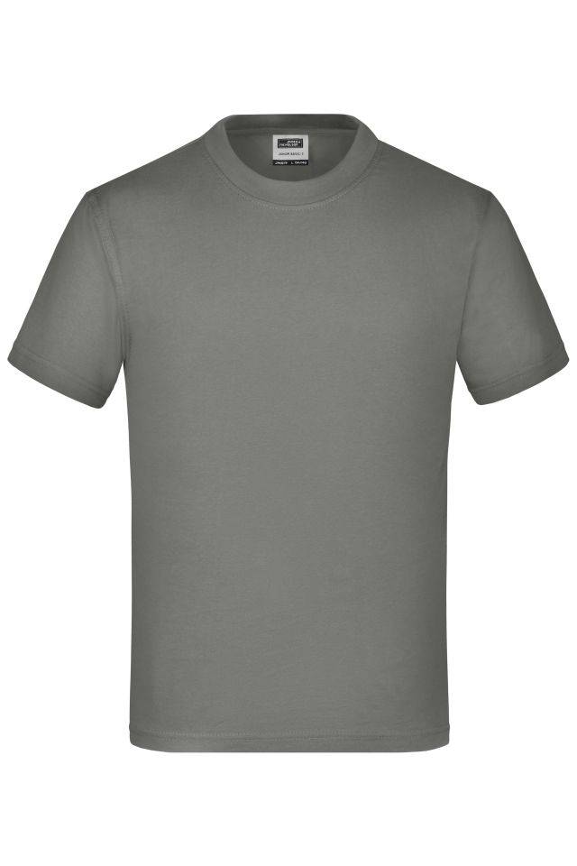 Junior Basic-T Kinder Komfort-T-Shirt aus hochwertigem Single-Jersey grau, Gr. M