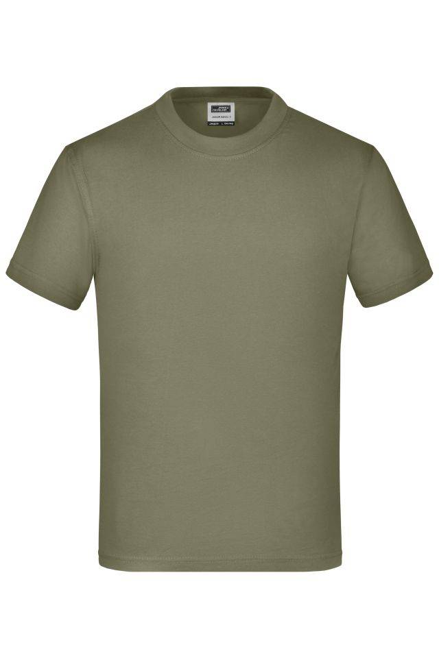 Junior Basic-T Kinder Komfort-T-Shirt aus hochwertigem Single-Jersey braun/grün/oliv, Gr. XXL