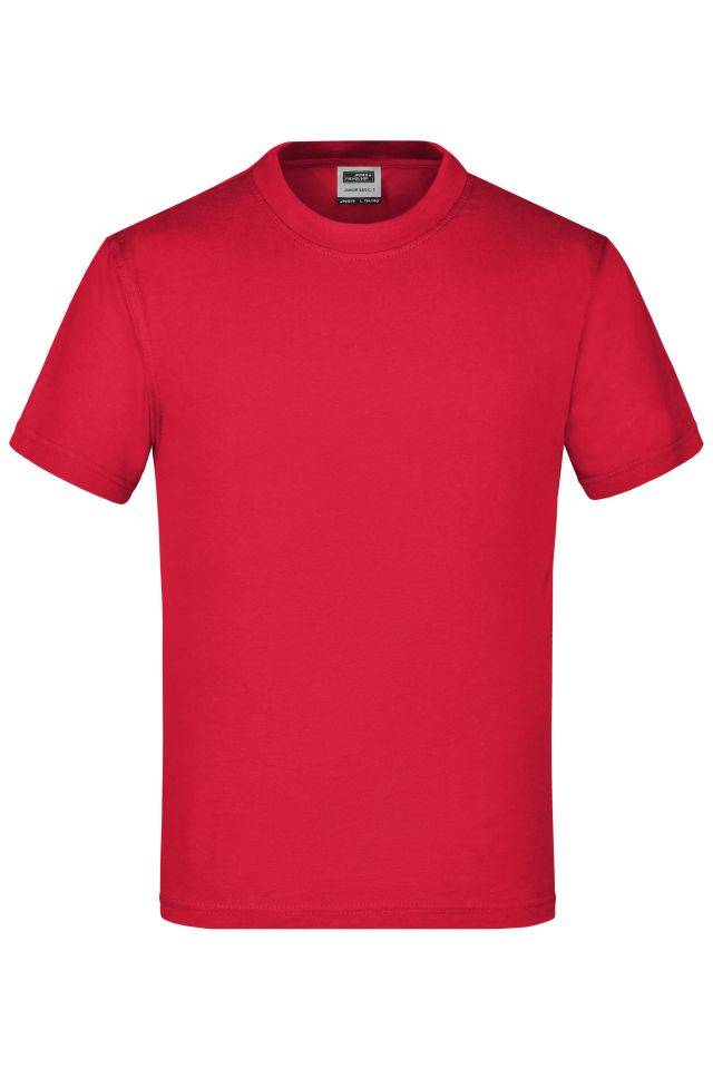 Junior Basic-T Kinder Komfort-T-Shirt aus hochwertigem Single-Jersey rot, Gr. M