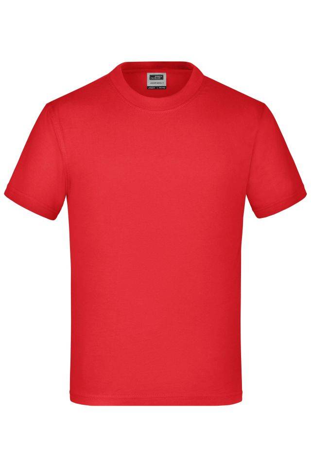 Junior Basic-T Kinder Komfort-T-Shirt aus hochwertigem Single-Jersey rot, Gr. L