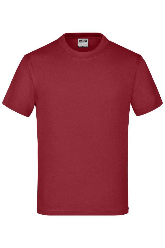Junior Basic-T Kinder Komfort-T-Shirt aus hochwertigem Single-Jersey rot/weinrot, Gr. XXL