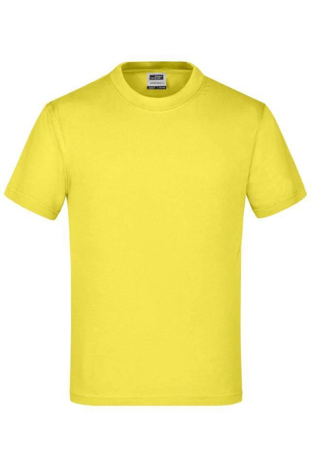 Junior Basic-T Kinder Komfort-T-Shirt aus hochwertigem Single-Jersey gelb, Gr. M