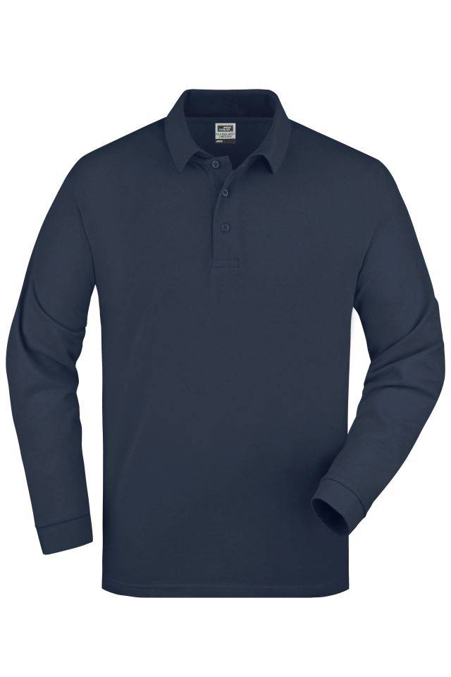 Polo-Piqué Long-Sleeved Klassisches Langarm Polo blau, Gr. M