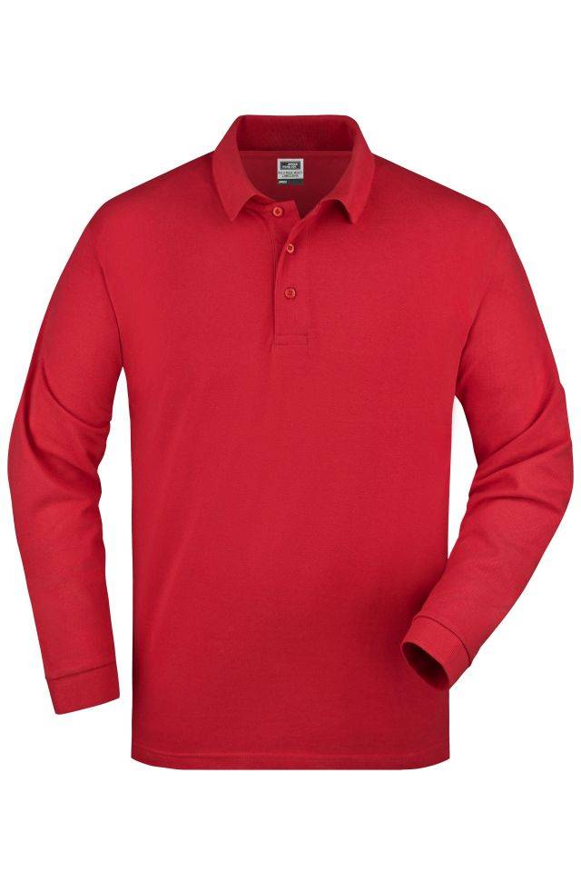 Polo-Piqué Long-Sleeved Klassisches Langarm Polo rot, Gr. XL