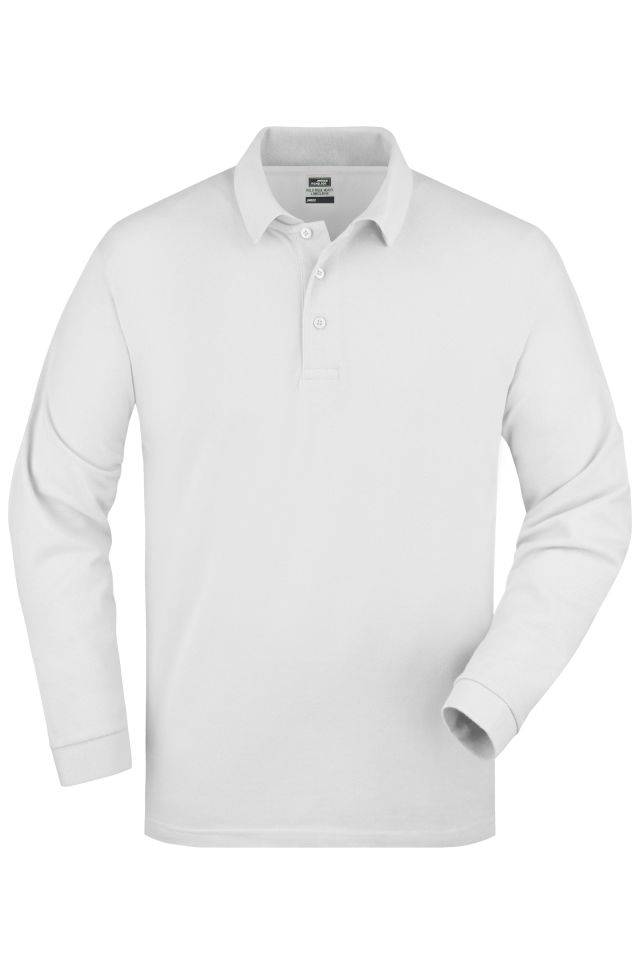 Polo-Piqué Long-Sleeved Klassisches Langarm Polo weiß, Gr. XL