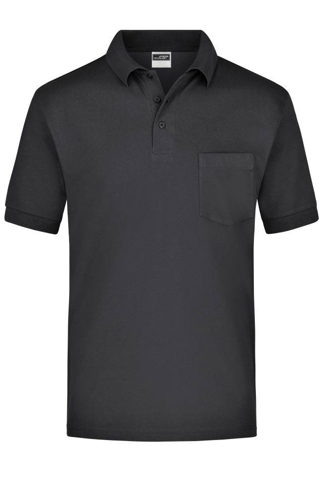 Polo-Piqué Pocket Klassisches Piqué Polohemd mit Brusttasche schwarz, Gr. L