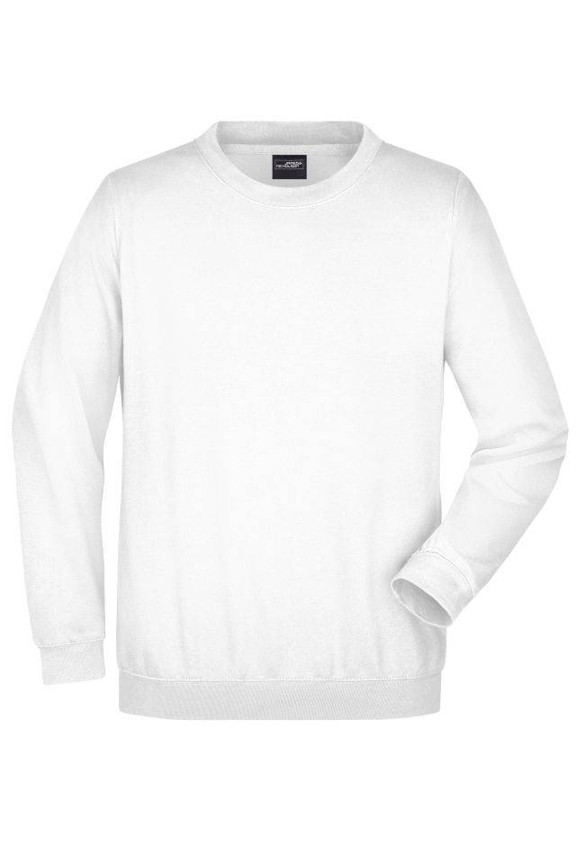 Round-Sweat Heavy Klassisches Komfort Rundhals-Sweatshirt weiß, Gr. XXL