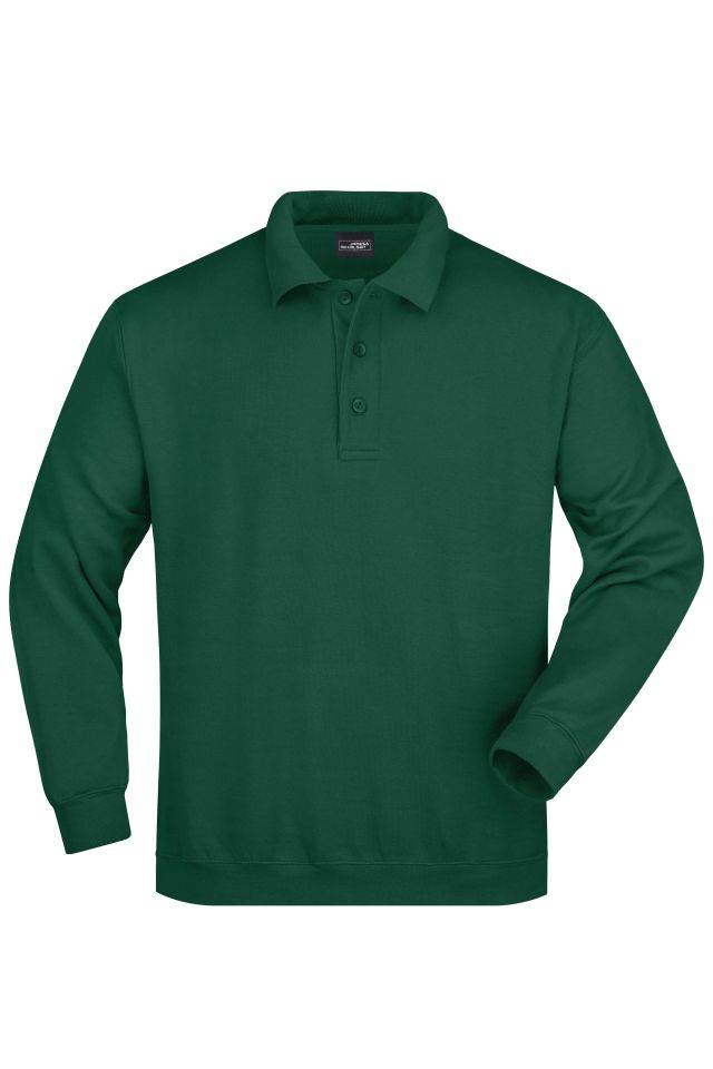 Polo-Sweat Heavy Klassisches Komfort Polo-Sweatshirt grün, Gr. XXL