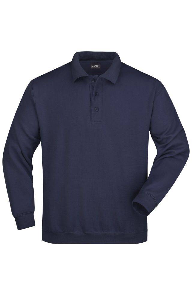 Polo-Sweat Heavy Klassisches Komfort Polo-Sweatshirt blau, Gr. S
