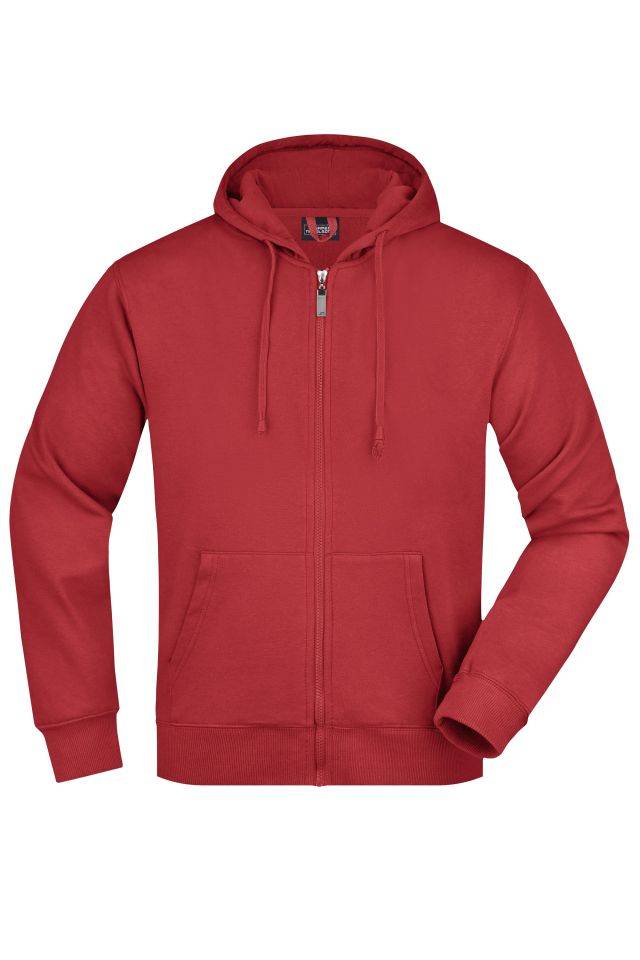 Men's Hooded Jacket Kapuzen-Jacke aus formbeständiger Sweat-Qualität rot, Gr. XL
