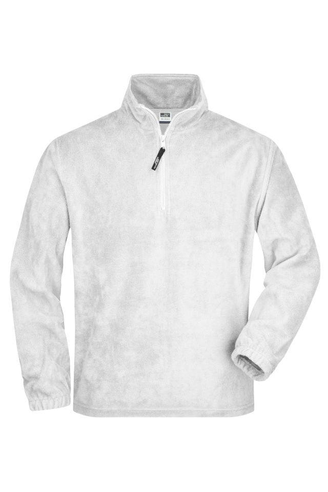 Half-Zip Fleece Sweatshirt in schwerer Fleece-Qualität weiß, Gr. S
