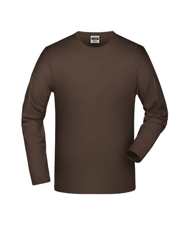 Elastic-T Long-Sleeved Langarm-Shirt mit Elasthan braun, Gr. S