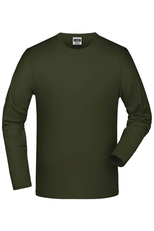Elastic-T Long-Sleeved Langarm-Shirt mit Elasthan braun/grün/oliv, Gr. M