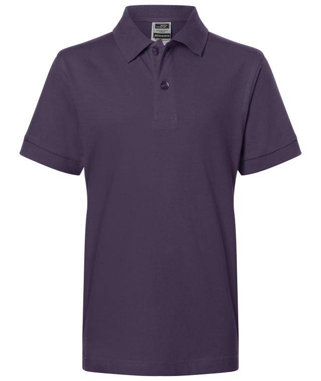 Classic Polo Junior Hochwertiges Polohemd mit Armbündchen lila/braun, Gr. XS