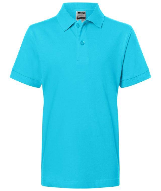 Classic Polo Junior Hochwertiges Polohemd mit Armbündchen blau, Gr. S