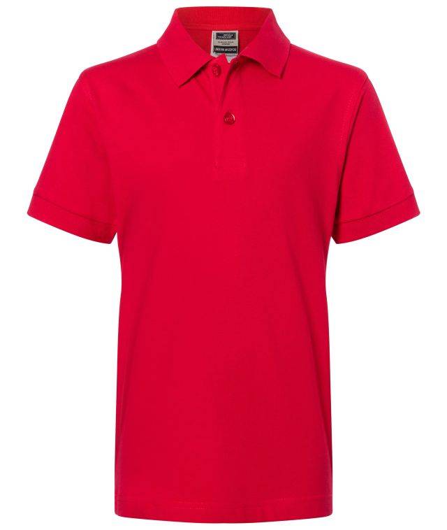 Classic Polo Junior Hochwertiges Polohemd mit Armbündchen rot, Gr. M